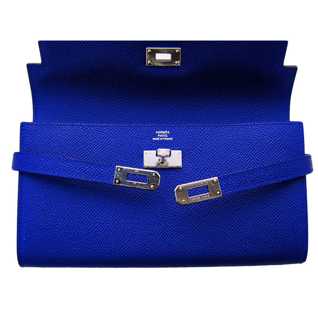Hermes Blue Electric Epsom Kelly Long Wallet PHW Adore - Chicjoy