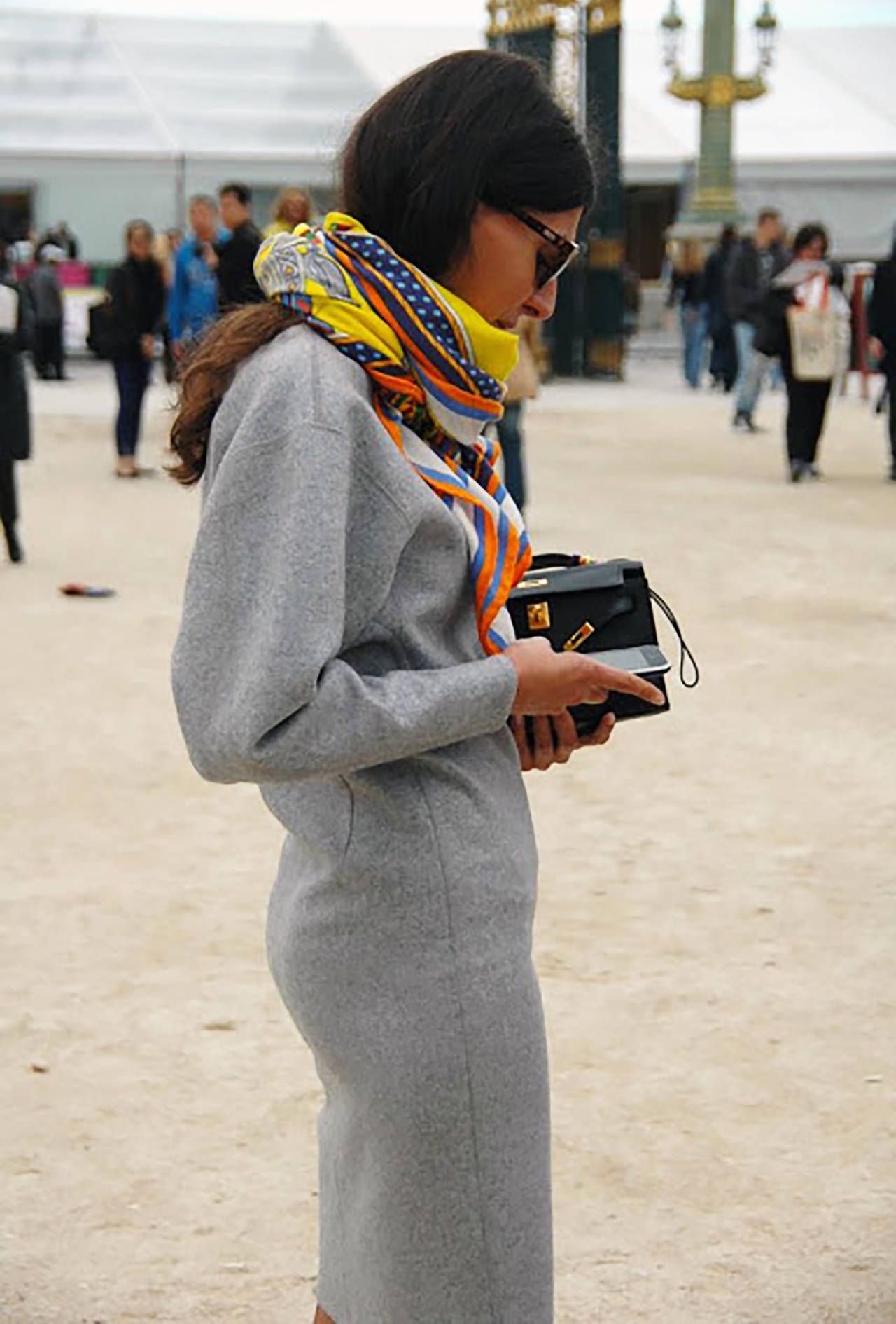 Hermes Kelly Pochette Black Swift Gold Hardware Clutch Cut Bag