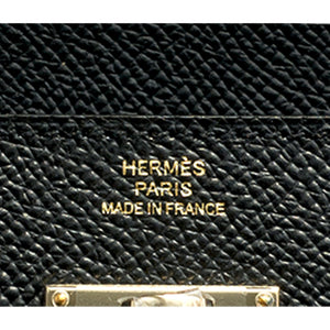 Hermes Black Epsom Permabrass Kelly Long Wallet Clutch Super Rare