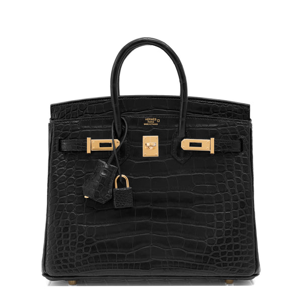Hermes Birkin 25 Black Matte Alligator Bag Gold Hardware – Mightychic