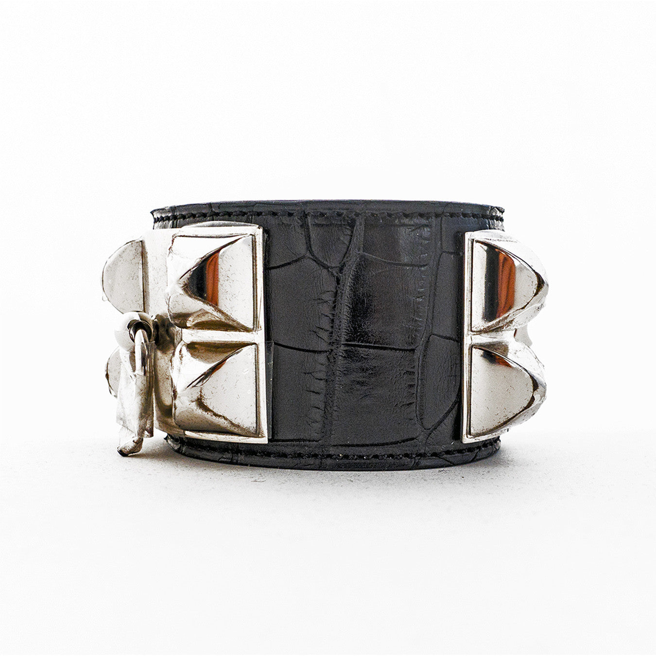 Hermes Black Swift Leather Gold Plated Collier De Chien 24 Bracelet Size T2  - Yoogi's Closet