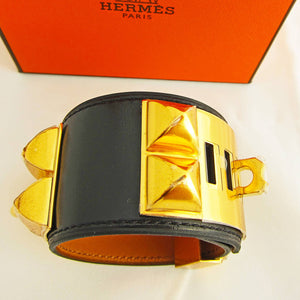 Hermes Black Box CDC Collier de Chien S Gold Hardware GHW