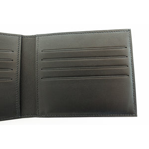 Hermes Black Swift Men's Wallet Blue Petit Fil d'Argent Silk Lining Classic Gift