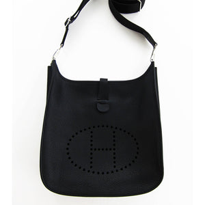 Hermes Black Evelyne Unisex GM Clemence Cross Body Messenger Bag Iconic Gift!