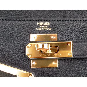 Hermes Black 28cm Togo Kelly Gold GHW Shoulder Bag Classic New