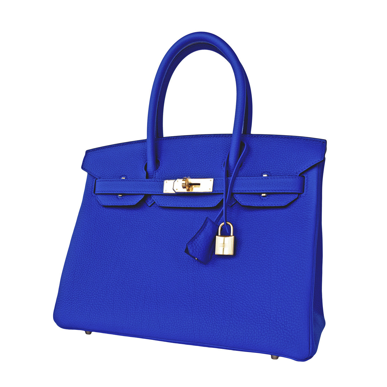Hermes Blue Electric 30cm Togo Birkin Gold GHW Satchel Bag