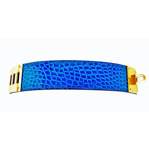 Hermes Blue Izmir Shiny Alligator Kelly Dog Gold Hardware Rare