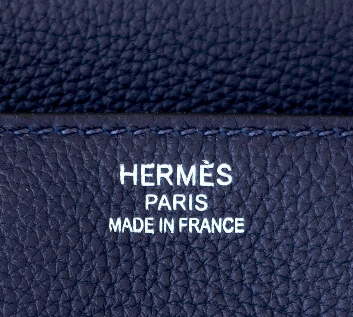Hermes 35 cm Blue Nuit togo Kelly with Palladium hardware