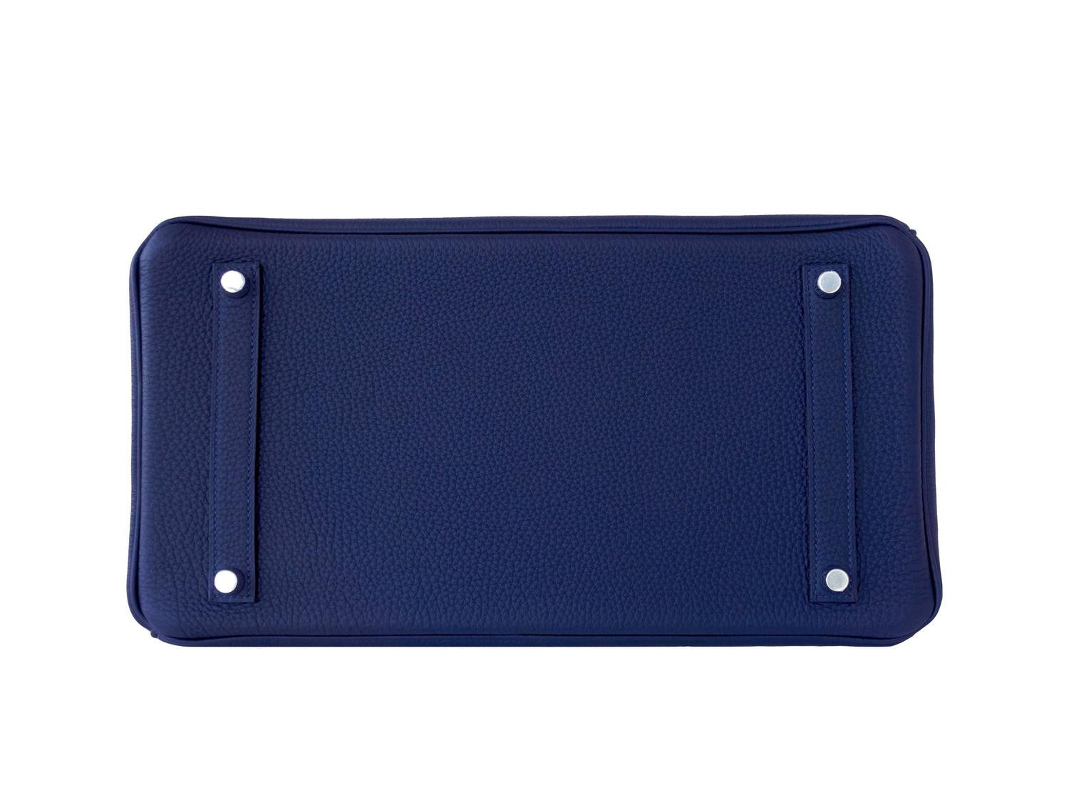 Hermes Navy Blue Nuit Togo 35cm Birkin Palladium Hardware - Chicjoy
