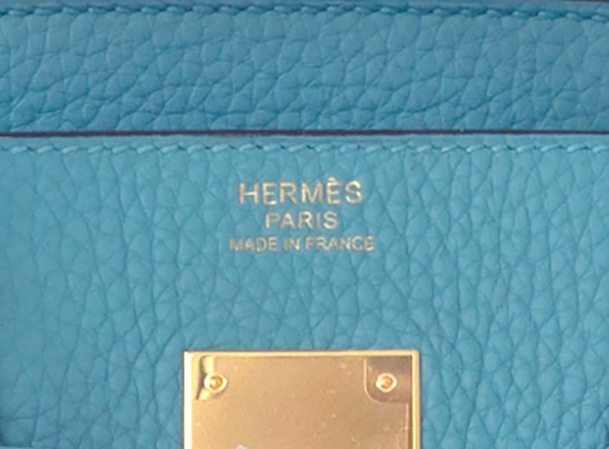 Hermes Blue Saint Cyr 30cm Birkin Gold GHW Satchel Bag Robin Egg