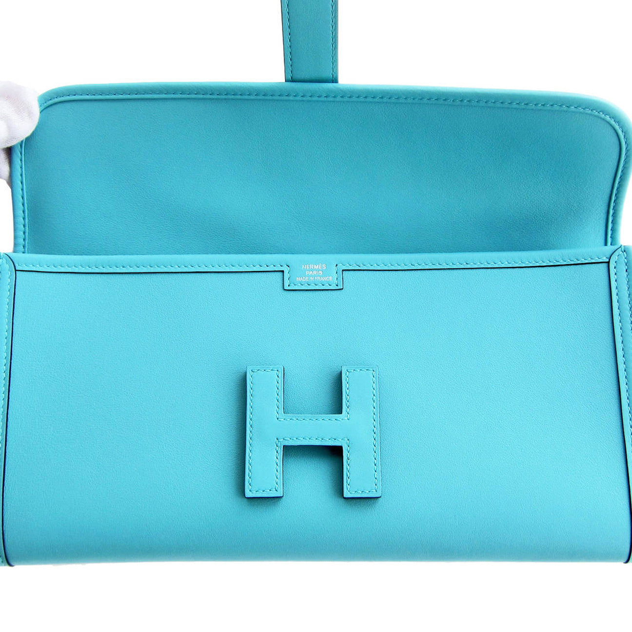 Hermès Pouch in Blue Leather – Fancy Lux