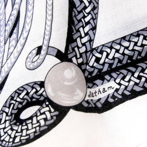 Hermes Brandebourgs Black White Cashmere Silk Shawl
