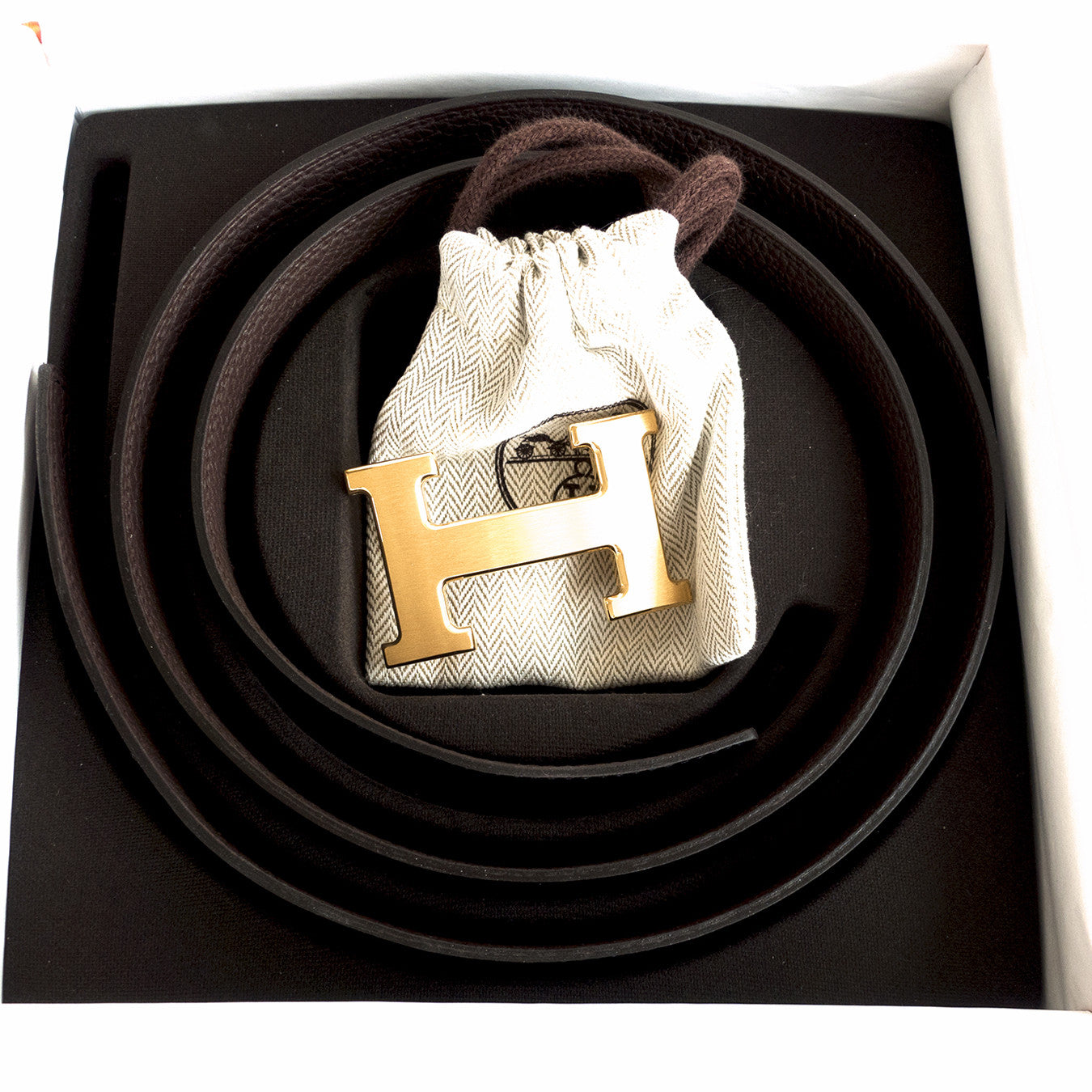 Hermes Chocolate Brown Black Unisex Reversible Constance Gold Belt Kit -  Chicjoy