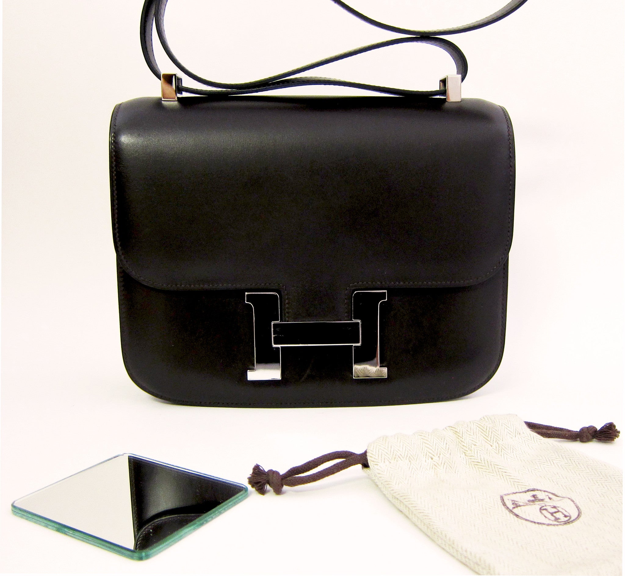 Hermes Double Gusset 23cm Constance Brown Box Leather Shoulder Bag - Chicjoy