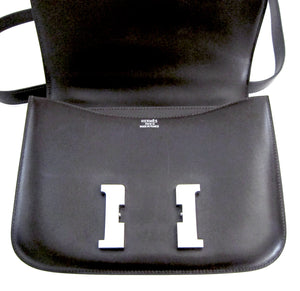 Hermes Double Gusset 23cm Constance Brown Box Leather Shoulder Bag