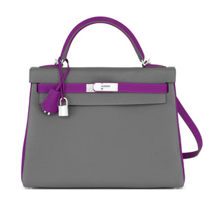 Hermes HSS Taupe and Anemone 32cm Togo Kelly Bag