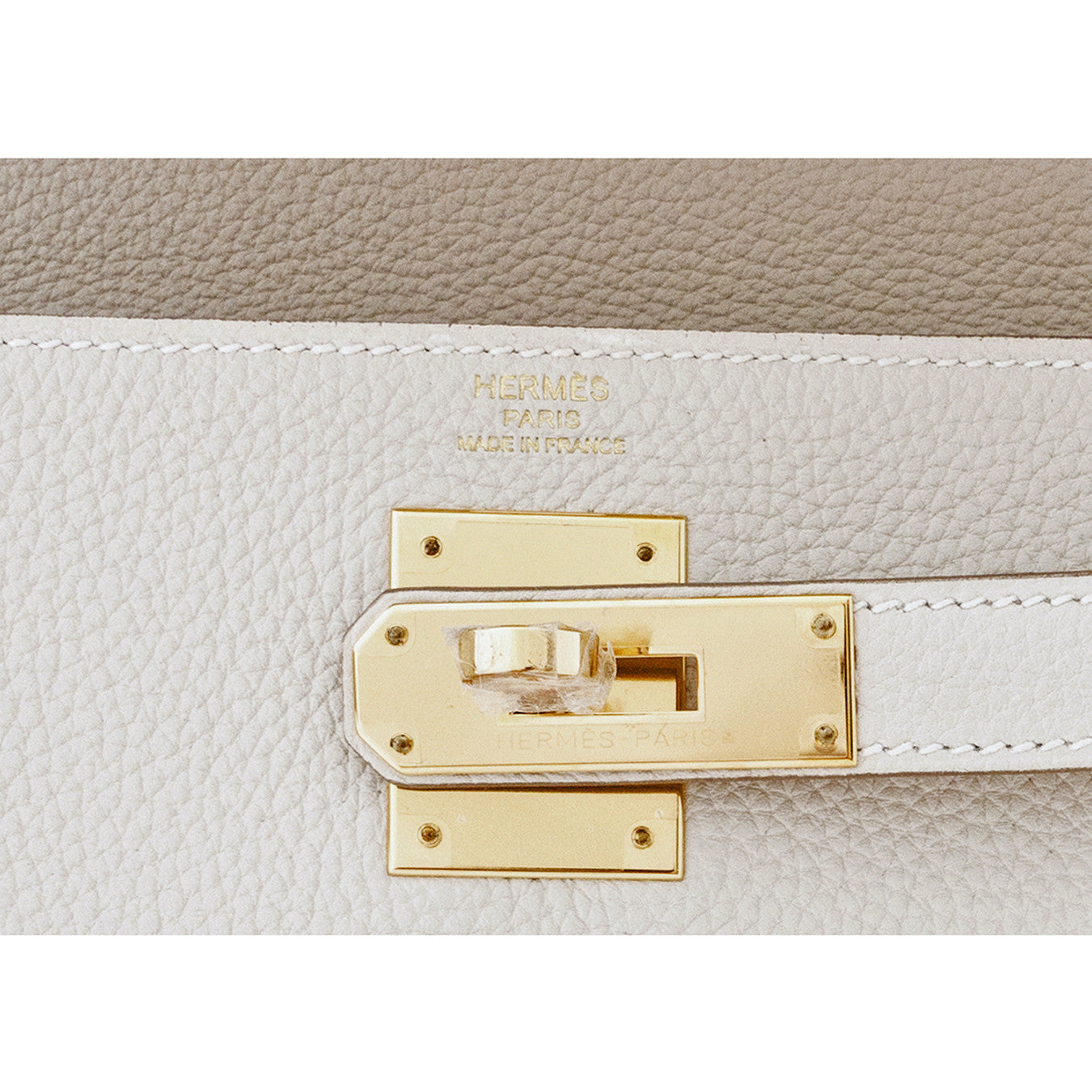 Hermes Craie Off White Gold Hardware Togo Kelly 28 Bag Leather