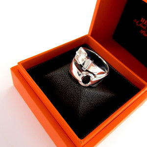 Hermes Debridee Solid Silver Ring GM Size 54 or 6.5 Statement Ring