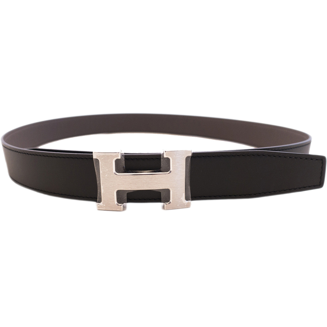 Hermes Black/Etoupe Swift and Epsom Leather Reversible Constance Belt 90 CM  Hermes
