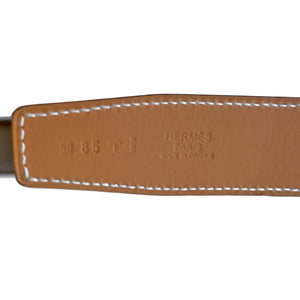 Hermes Etain Grey Natural Reversible Constance H Silver Buckle Belt Kit 32mm 85cm