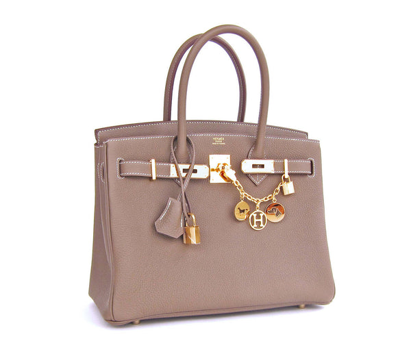 Hermes Etoupe 30cm Togo Birkin Gold Hardware - Chicjoy