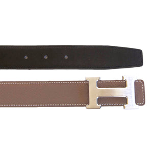 Hermes Etoupe Black 85cm Constance 32mm Brushed Silver Belt Kit Classic Gift!