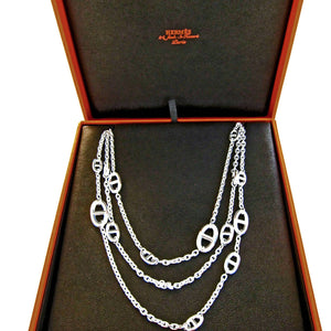 Hermes Farandole Solid Silver Long Necklace 160cm Below Retail!