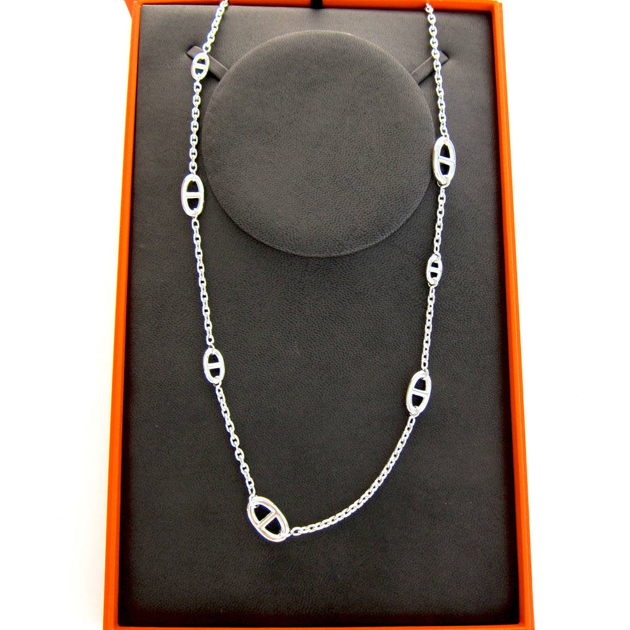 HERMES／Cage d'h Silver plated Silver/White Necklace 300010136 –  BRANDSHOP-RESHINE