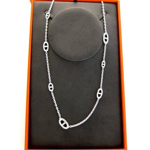 Hermes Farandole Long Solid Silver Classic Chain Necklace