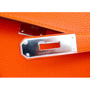 Hermes Feu Orange 32cm Togo Kelly Shoulder Bag Palladium Fabulous