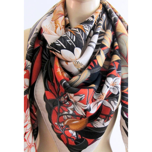 Hermes Ex Libris En Kimonos Cashmere Silk Shawl Scarf GM - Chicjoy