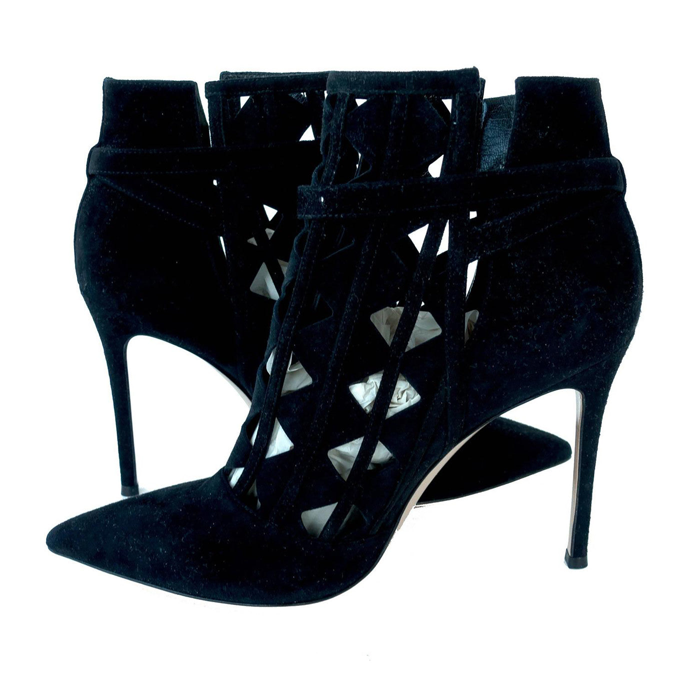 Gianvito Rossi Cutout Black Suede High Ankle Bootie Chic size 40.5 - Chicjoy