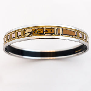 Hermes Gold Printed Enamel Bracelet Collier de Chien CDC Palladium 65