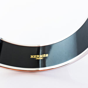 Hermes Gold CDC Printed Enamel Bracelet Bangle Collier de Chien