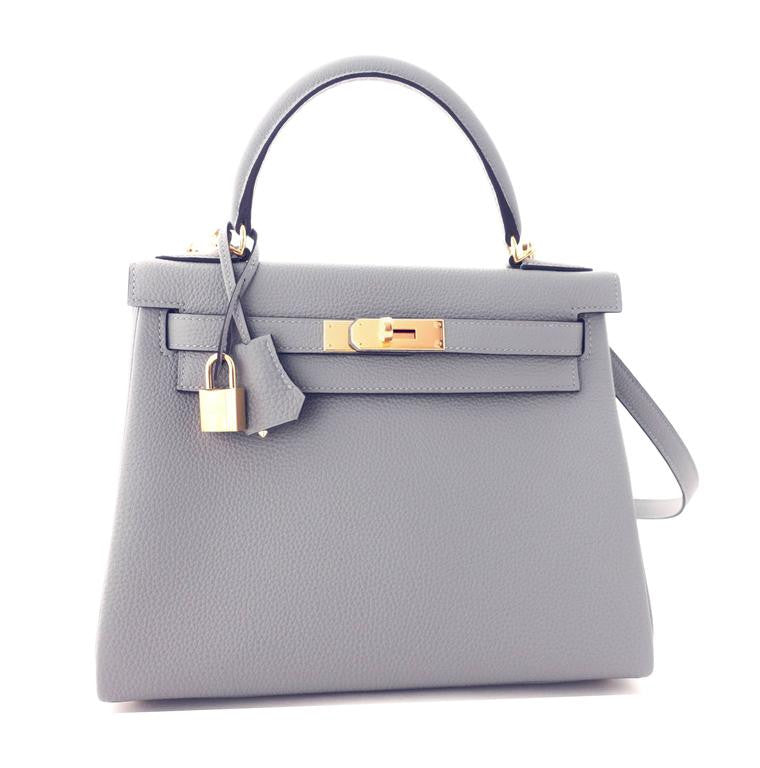 Hermes Kelly 25 Gris Mouette Togo Gold Hardware GHW Stamp A available for  sale !