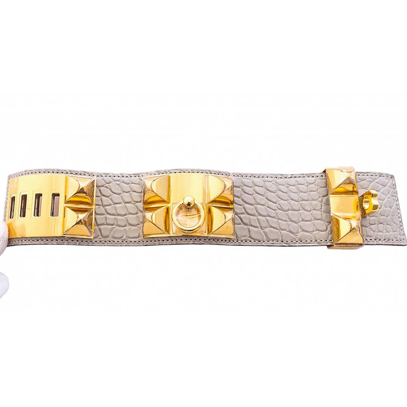 Hermes Gold Swift Leather Rose Gold Plated Collier de Chien 24 Bracelet  Size T2 - Yoogi's Closet