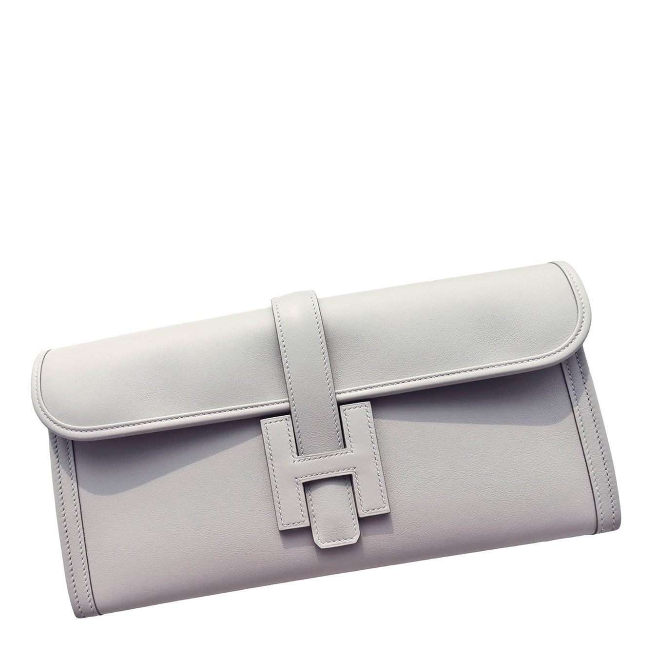 Hermes Gris Perle Pearl Grey Jige Elan Clutch Bag 29cm Superb - Chicjoy