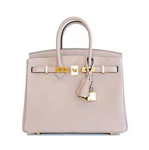 Hermes Gris Tourterelle Baby Birkin Dove Grey 25cm Togo Gold GHW Jewel