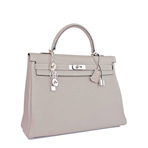 Hermes Gris Tourterelle Togo Kelly Dove Grey 35cm Palladium Shoulder Bag Elegant