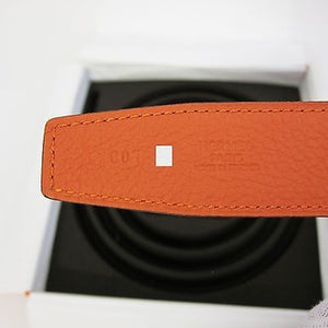 Hermes Black Feu Orange Belt Kit H Silver Buckle 80cm Constance Unisex