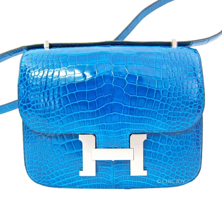 Hermes Mini Constance 18cm Blue Izmir Alligator Bag