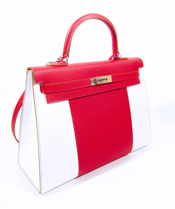 Hermes Kelly 35 Rouge Casaque White Flag/Limited Edition Epsom PHW