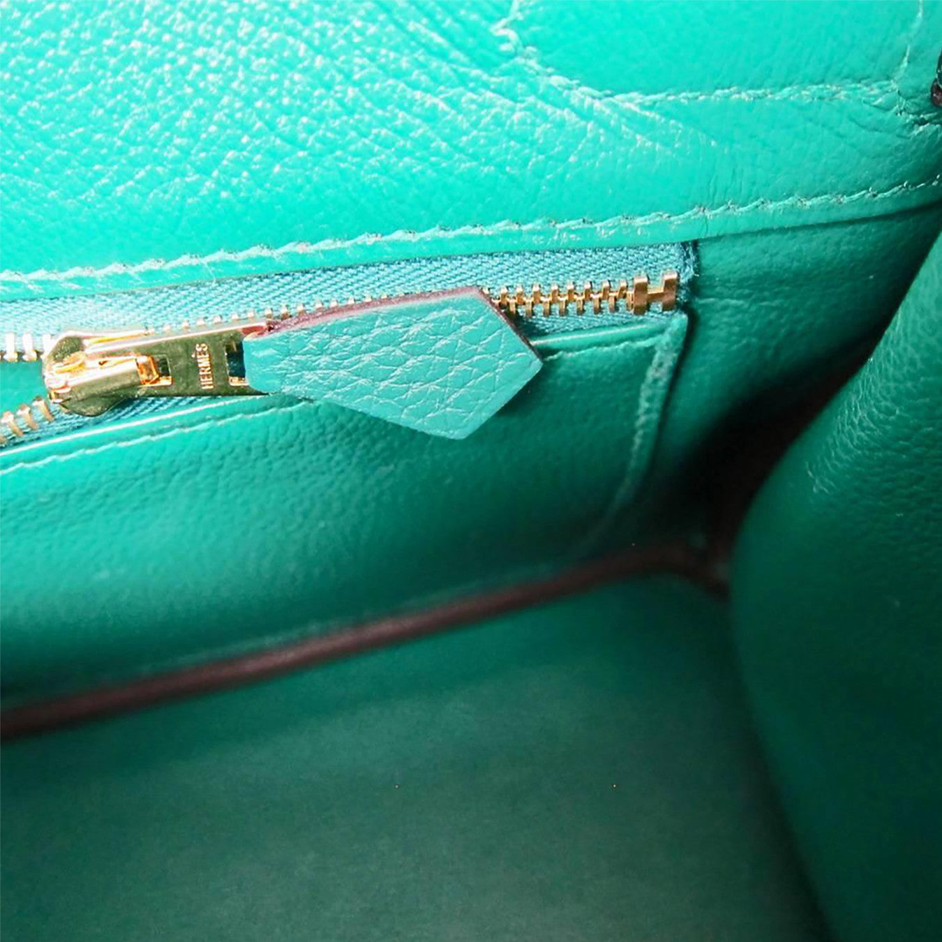 Rare Color Hermes Birkin 30 Malachite Green Clemence Gold Hardware Bag Lock  Keys