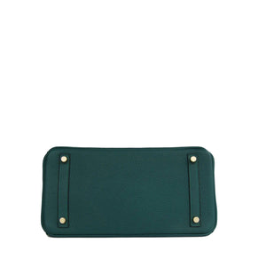 Hermes Malachite Emerald Green 30cm Birkin Gold GHW Satchel Bag Collectors' Fave