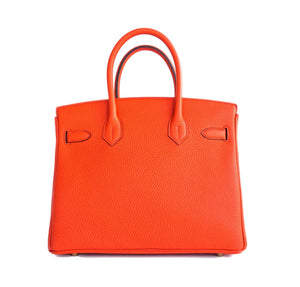 Hermes Orange Poppy 30cm Birkin Gold GHW Satchel Tote Bag Gorgeous