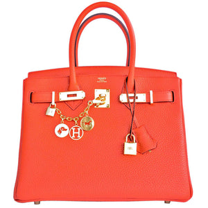 Hermes Orange Poppy 30cm Birkin Gold GHW Satchel Tote Bag Gorgeous
