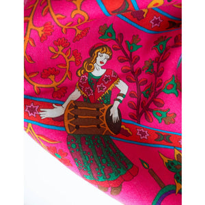 Hermes Peuple Du Vent Rose Orange Pink Cashmere Silk Shawl Scarf GM Gorgeous