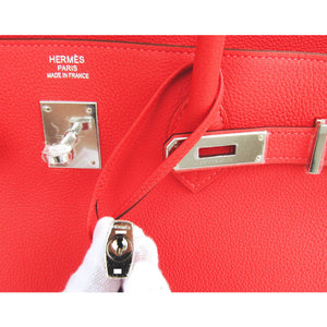 Hermes Rouge Pivoine 40cm Togo Birkin Bag Palladium Luscious
