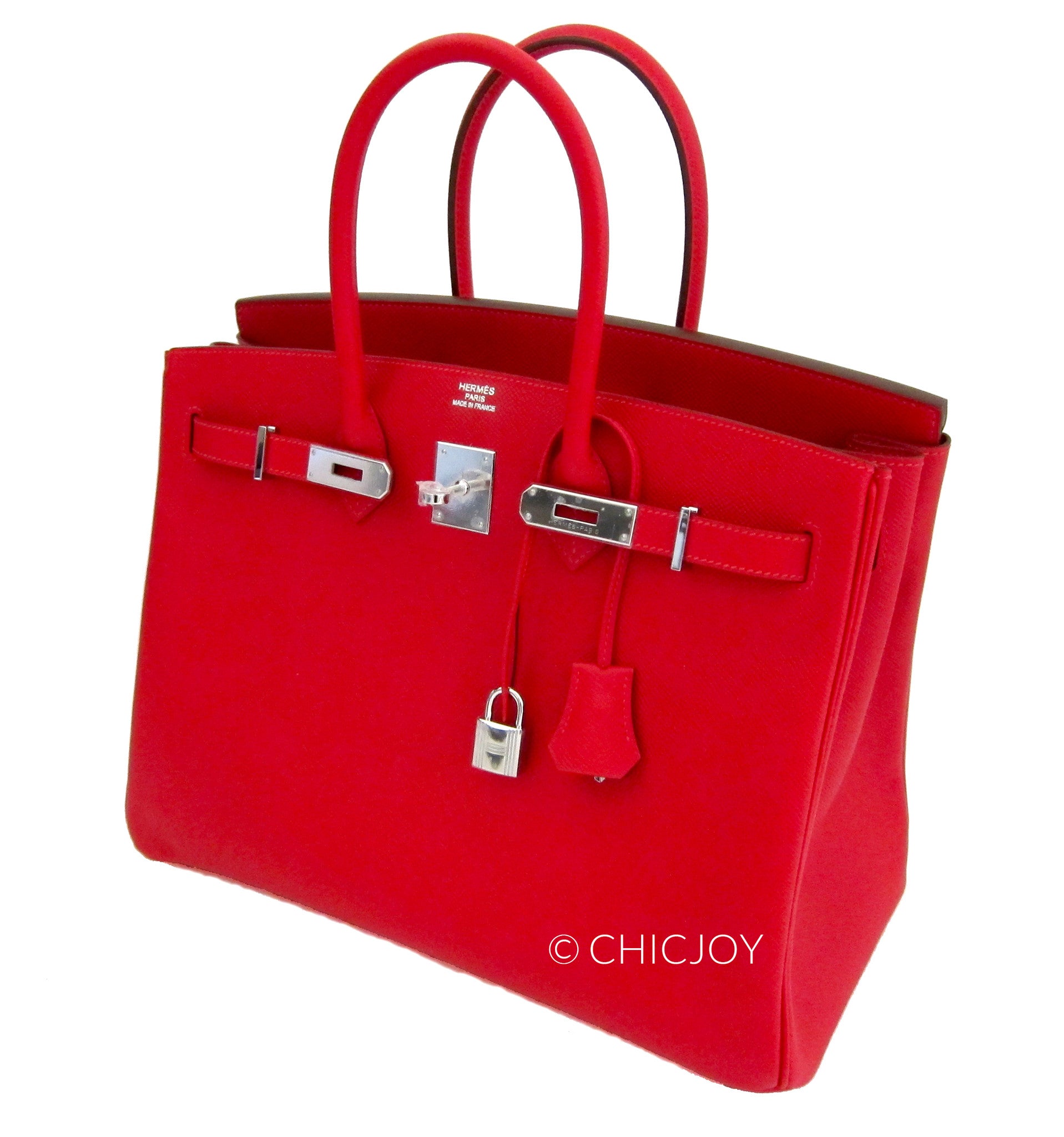 Hermes Rouge Casaque 30cm Birkin Bag Epsom Palladium Hardware - Chicjoy