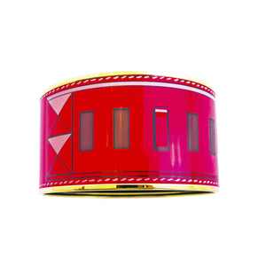 Hermes XL Rouge Red Printed Collier de Chien CDC Enamel Bangle Bracelet